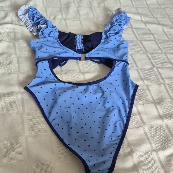 Forever 21 Blue Heart One Piece Swim Wear Medium - Picture 16 of 16